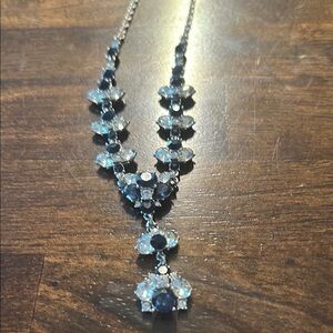 Charter Club Blue and Silver Floral Necklace